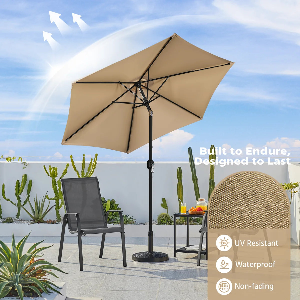 95" H Push-Button Tilt Market Umbrella
